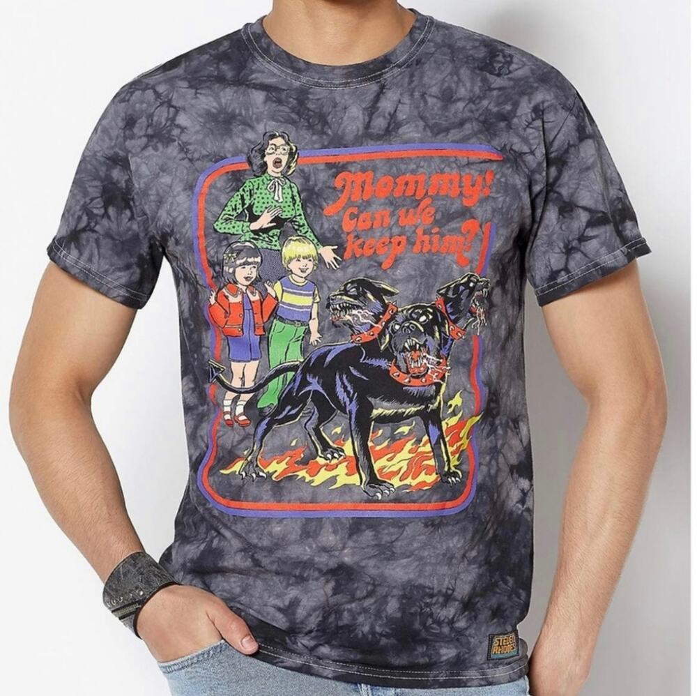 Steven Rhodes Cerberus Mommy Can We Keep Him T Shirt Horror M Unisex Graphic